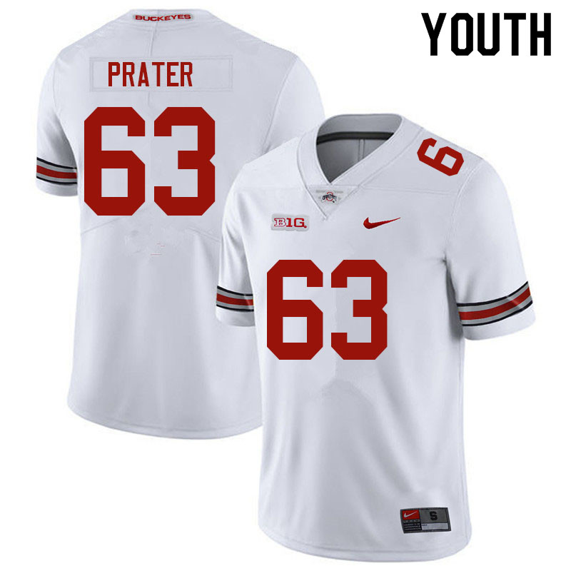 Ohio State Buckeyes Zach Prater Youth #63 White Authentic Stitched College Football Jersey